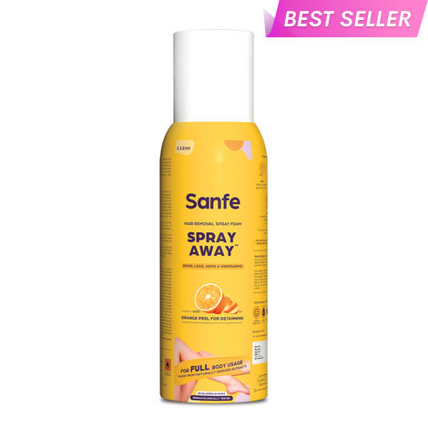 Buy Sanfe Spray Away Hair Removal Spray | For Bikini, Legs, Arms & UnderArm | Removes Hair in 10 Minutes with Skin Detan | Gives Full Body Usage in 112 ml-Purplle