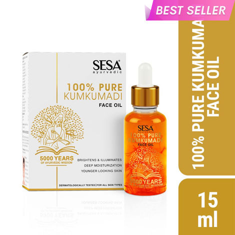 Buy Sesa Kumkumadi Oil 15 ml - 100% pure Kumkumadi Tailam - for Radiant & glowing face - Helps reduce dark spots & pigmentation - Skin Lightening - Skin Brightening - Anti Ageing , helps smoothen fine lines & wrinkles-Purplle