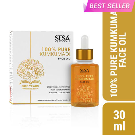 Buy Sesa Kumkumadi Oil 30 ml - 100% pure Kumkumadi Tailam - for Radiant & glowing face - Helps reduce dark spots & pigmentation - Skin Lightening - Skin Brightening - Anti Ageing , helps smoothen fine lines & wrinkles-Purplle