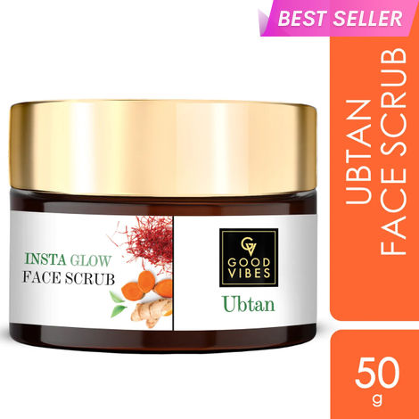 Buy Good Vibes Ubtan Insta Glow Face Scrub | Brightening, Detoxifying | No Parabens, No Sulphates, No Mineral Oil, No Animal Testing (50 gm)-Purplle