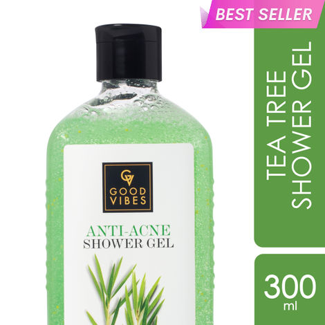 Buy Good Vibes Tea Tree Anti-Acne Shower Gel, With Rosemary Leaf Oil | (Body Wash) Anti-Bacterial | Certified Fragrance (300 ml)-Purplle