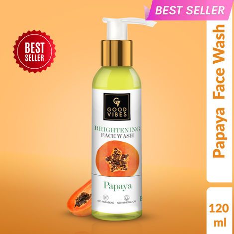 Buy Good Vibes Papaya Brightening Face Wash | Deep Pore Cleansing, Non-Drying | With Mulberry | No Parabens, No Mineral Oil, No Animal Testing (120 ml)-Purplle