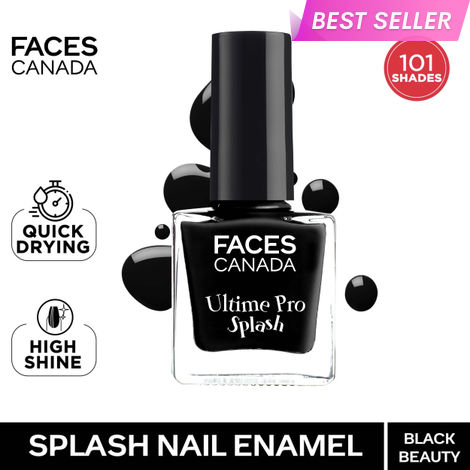 Buy FACES CANADA Ultime Pro Splash Nail Enamel - Black Beauty 15 (8 ml) | Quick Drying | Glossy Finish | Long Lasting | No Chip Formula | High Shine Nail Polish For Women | No Harmful Chemicals-Purplle