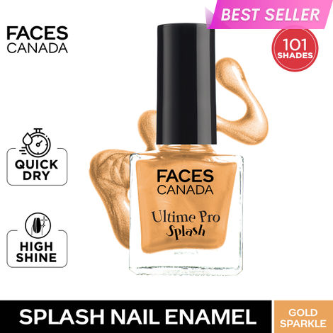 Buy FACES CANADA Ultime Pro Splash Nail Enamel - Gold Sparkle 121 (8 ml) | Quick Drying | Glossy Finish | Long Lasting | No Chip Formula | High Shine Nail Polish For Women | No Harmful Chemicals-Purplle
