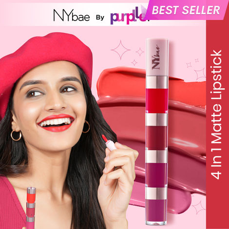 Buy NY Bae 4 In 1 Lip Play Liquid Lipstick | Super Pigmented | Red & Pink Lipstick | Matte Finish | Travel Kit - Rose Rush (4 ml)-Purplle