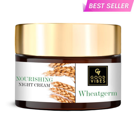 Buy Good Vibes Wheatgerm Nourishing Night Cream | Anti-Inflammatory, Heals Scars | With Almond Oil | No Parabens, No Sulphates, No Mineral Oil (50 g)-Purplle