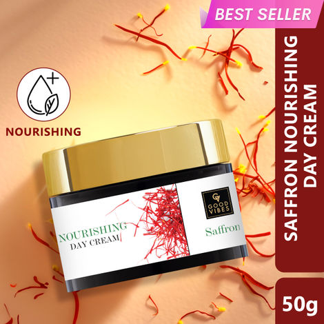 Buy Good Vibes Saffron Nourishing Day Cream | Hydrating, Glow | With Coffee | No Parabens, No Sulphates, No Mineral Oil, No Animal Testing (50 g)-Purplle