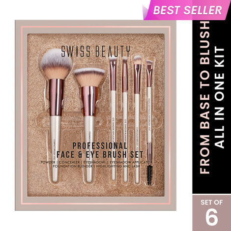 Buy Swiss Beauty Professional Face & Eye Brush Set - 1 - Pack of 6-Purplle