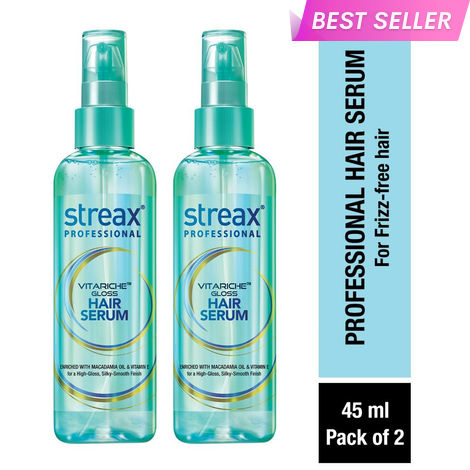 Buy Streax Professional Vitariche Gloss Hair Serum For Women| With Vitamin E & Macadamia Oil | For All Hair Types| 45 ml, Pack of 2-Purplle