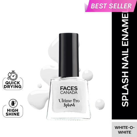 Buy FACES CANADA Ultime Pro Splash Mini Nail Enamel - White O White 14 (5ml) | Quick Drying | Glossy Finish | Long Lasting | No Chip Formula | High Shine Nail Polish For Women | No Harmful Chemicals-Purplle