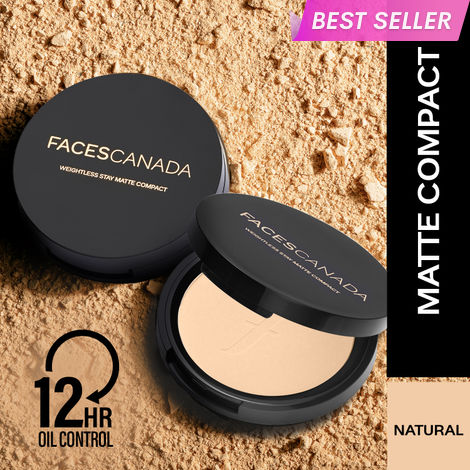 Buy FACES CANADA Weightless Stay Matte Finish Compact Powder - Natural, 9 gm | Oil Control | Evens Out Complexion | Blends Effortlessly | Pressed Powder For All Skin Types-Purplle