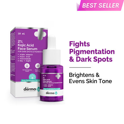 Buy The Derma Co 2% Kojic Acid Face Serum | With 1% Alpha Arbutin & Niacinamide | Reduces Dark Spots, Pigmentation & Blemishes | For All Skin types | 10 ml-Purplle