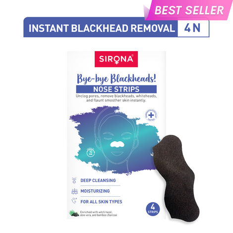 Buy Sirona&nbsp;Bamboo&nbsp;Charcoal Nose Strips for Women | Removes Blackheads and Whiteheads |&nbsp;4 Strips-Purplle