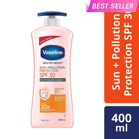 Buy Vaseline Sun + Pollution Protection SPF 30 Body Lotion, Upto 30X Sun Protection, 400 ml-Purplle