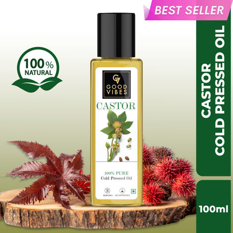 Buy Good Vibes Castor 100% Pure Cold Pressed Oil For Hair & Skin | Moisturizing, Hair Growth | No Parabens, No Sulphates, No Mineral Oil (100 ml)-Purplle