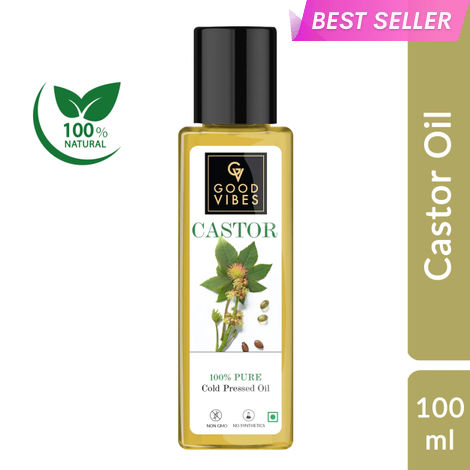 Buy Good Vibes Castor 100% Pure Cold Pressed Oil For Hair & Skin | Moisturizing, Hair Growth | No Parabens, No Sulphates, No Mineral Oil (100 ml)-Purplle
