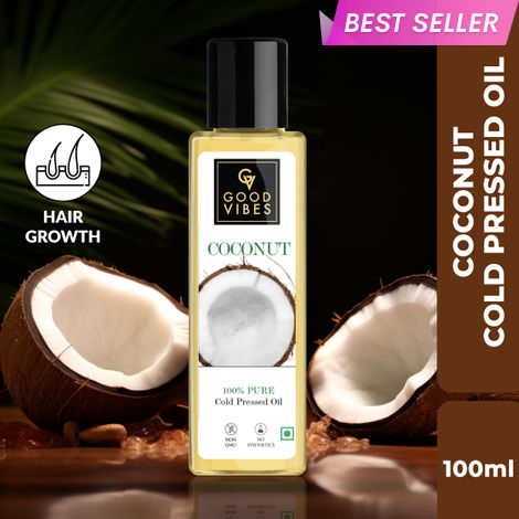 Buy Good Vibes Coconut 100% Pure Cold Pressed Carrier Oil For Hair & Skin | Hair Growth, Anti-Ageing | No Parabens, No Animal Testing (100 ml)-Purplle