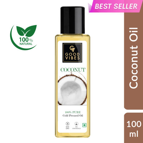 Buy Good Vibes Coconut 100% Pure Cold Pressed Carrier Oil For Hair & Skin | Hair Growth, Anti-Ageing | No Parabens, No Animal Testing (100 ml)-Purplle