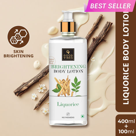 Buy Good Vibes Liquorice & Arbutin Brightening Body Lotion | Deep Moisturization | Gives Brighter Skin | 500 ml-Purplle