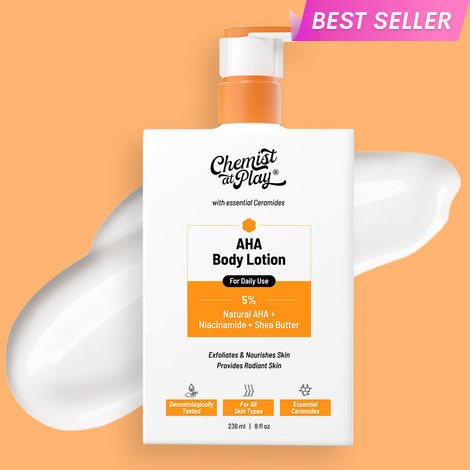 Buy Chemist at Play AHA Body Lotion with Ceramides | 5% Natural AHA + Niacinamide + Shea Butter | (236 ml)-Purplle