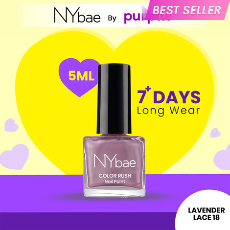 Buy NY Bae Color Rush Nail Paint - Lavender Lace 18 (5 ml) | Chip Resistant | Long Lasting | Quick Dry | Gel Nail Polish-Purplle
