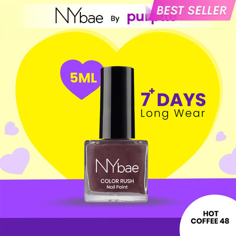 Buy NY Bae Color Rush Nail Paint - Hot Coffee 48 (5 ml) | Chip Resistant | Long Lasting | Quick Dry | Gel Nail Polish-Purplle