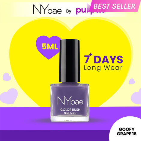 Buy NY Bae Color Rush Nail Paint - Goofy Grape 16 (5 ml) | Chip Resistant | Long Lasting | Quick Dry | Gel Nail Polish-Purplle