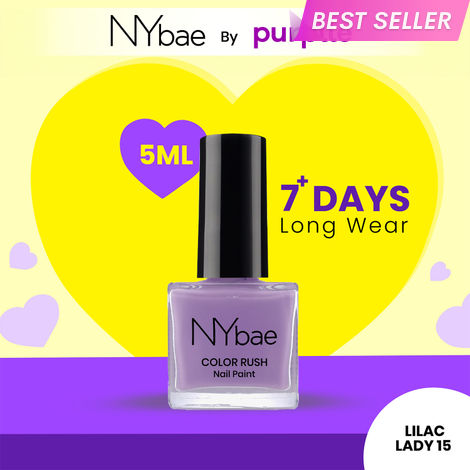Buy NY Bae Color Rush Nail Paint -Lilac Lady 15 (5 ml) | Chip Resistant | Long Lasting | Quick Dry | Gel Nail Polish-Purplle