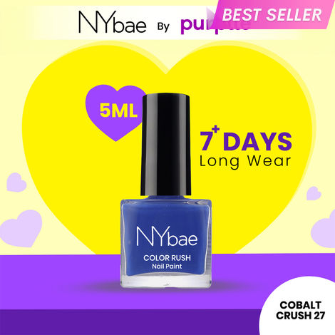 Buy NY Bae Color Rush Nail Paint - Cobalt Crush 27 (5 ml) | Chip Resistant | Long Lasting | Quick Dry | Gel Nail Polish-Purplle