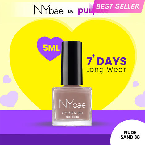 Buy NY Bae Color Rush Nail Paint - Nude Sand 38 (5 ml) | Chip Resistant | Long Lasting | Quick Dry | Gel Nail Polish-Purplle