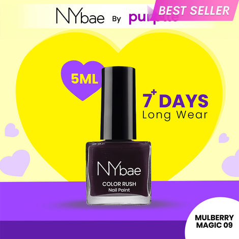 Buy NY Bae Color Rush Nail Paint - Mulberry Magic 09 (5 ml) | Chip Resistant | Long Lasting | Quick Dry | Gel Nail Polish-Purplle