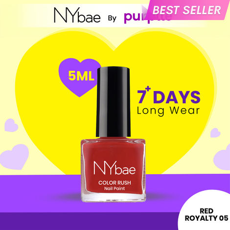 Buy NY Bae Color Rush Nail Paint - Red Royalty 05 (5 ml) | Chip Resistant | Long Lasting | Quick Dry | Gel Nail Polish-Purplle