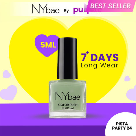 Buy NY Bae Color Rush Nail Paint - Pista Party 24 (5 ml) | Chip Resistant | Long Lasting | Quick Dry | Gel Nail Polish-Purplle