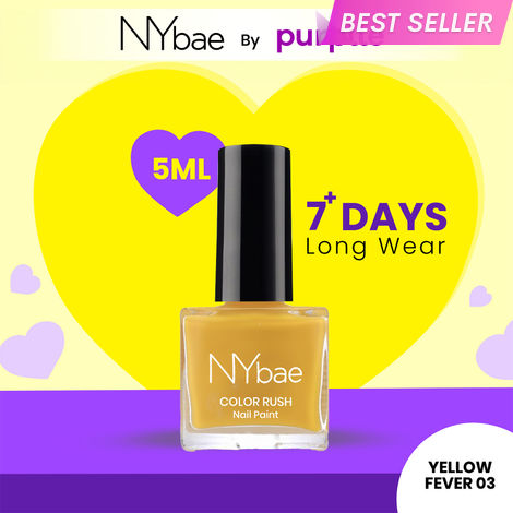 Buy NY Bae Color Rush Nail Paint - Yellow Fever 03 (5 ml) | Chip Resistant | Long Lasting | Quick Dry | Gel Nail Polish-Purplle