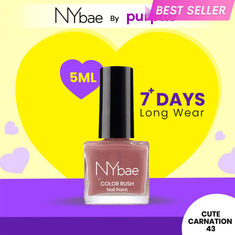 Buy NY Bae Color Rush Nail Paint - Cute Carnation 43 (5 ml) | Chip Resistant | Long Lasting | Quick Dry | Gel Nail Polish-Purplle