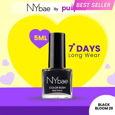 Buy NY Bae Color Rush Nail Paint - Black Bloom 29 (5 ml) | Chip Resistant | Long Lasting | Quick Dry | Gel Nail Polish-Purplle