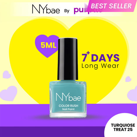Buy NY Bae Color Rush Nail Paint - Turquoise Treat 25 (5 ml) | Chip Resistant | Long Lasting | Quick Dry | Gel Nail Polish-Purplle