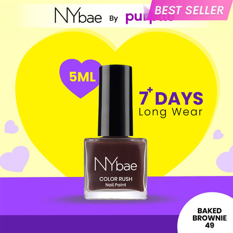Buy NY Bae Color Rush Nail Paint - Baked Brownie 49 (5 ml) | Chip Resistant | Long Lasting | Quick Dry | Gel Nail Polish-Purplle
