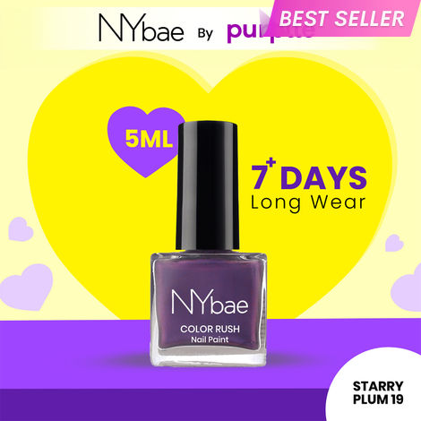 Buy NY Bae Color Rush Nail Paint - Starry Plum 19 (5 ml) | Chip Resistant | Long Lasting | Quick Dry | Gel Nail Polish-Purplle