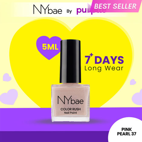Buy NY Bae Color Rush Nail Paint - Pink Pearl 37 (5 ml) | Chip Resistant | Long Lasting | Quick Dry | Gel Nail Polish-Purplle