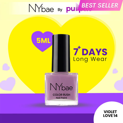 Buy NY Bae Color Rush Nail Paint - Violet Love 14 (5 ml) | Chip Resistant | Long Lasting | Quick Dry | Gel Nail Polish-Purplle