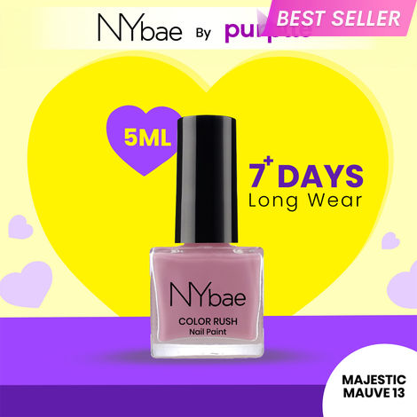 Buy NY Bae Color Rush Nail Paint - Majestic Mauve 13 (5 ml) | Chip Resistant | Long Lasting | Quick Dry | Gel Nail Polish-Purplle