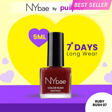 Buy NY Bae Color Rush Nail Paint - Ruby Rush 07 (5 ml) | Chip Resistant | Long Lasting | Quick Dry | Gel Nail Polish-Purplle