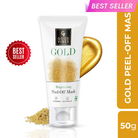 Buy Good Vibes Gold Brightening Peel Off Mask | Anti-Bacterial, Removes Acne| No Parabens, No Sulphates, No Mineral Oil, No Animal Testing (50 g)-Purplle