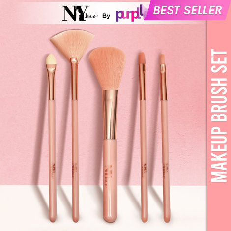 Buy NY Bae Pro Makeup Brush Set | Blending Brush | Flat Brush | Powder Brush | Blush Brush | Highlighter Brush | Fan Brush | Lip Brush | Soft Bristles-Purplle