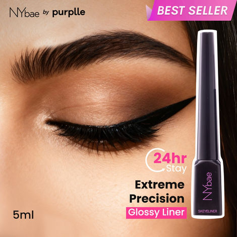 Buy NY Bae Skeyeliner - Glossy (5 ml) | Liquid Black Eyeliner | Intense Pigment | Long Lasting | Smudgeproof | Precise Application | Beginner Friendly-Purplle
