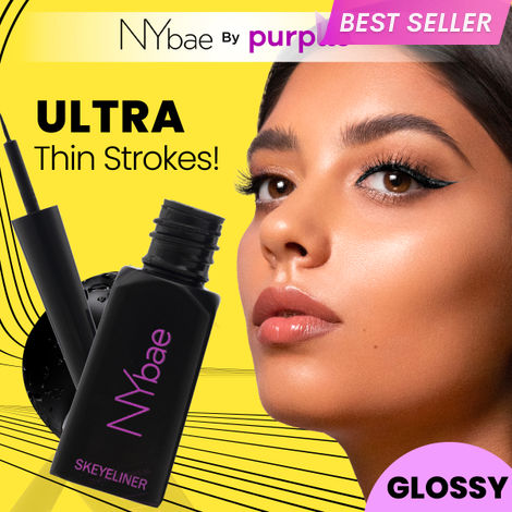 Buy NY Bae Skeyeliner - Glossy (5 ml) | Liquid Black Eyeliner | Intense Pigment | Long Lasting | Smudgeproof | Precise Application | Beginner Friendly-Purplle