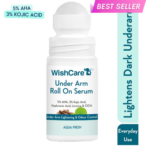 Buy WishCare Under Arm Roll On Serum for Under Arm Lightening, Treats Pigmentation & Controls Odour- 5% AHA, 3% Kojic Acid, Hyaluronic Acid, Acid Licorice & CICA- Aqua Fresh - 50 ml-Purplle