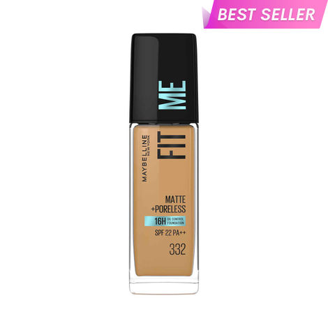 Buy Maybelline New York Fit Me Matte+Poreless Liquid Foundation 16H Oil Control  - 332 Golden Caramel, 30 ml-Purplle