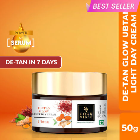 Buy Good Vibes Ubtan De-tan Glow Light Day Cream with Power of Serum (50 g)-Purplle